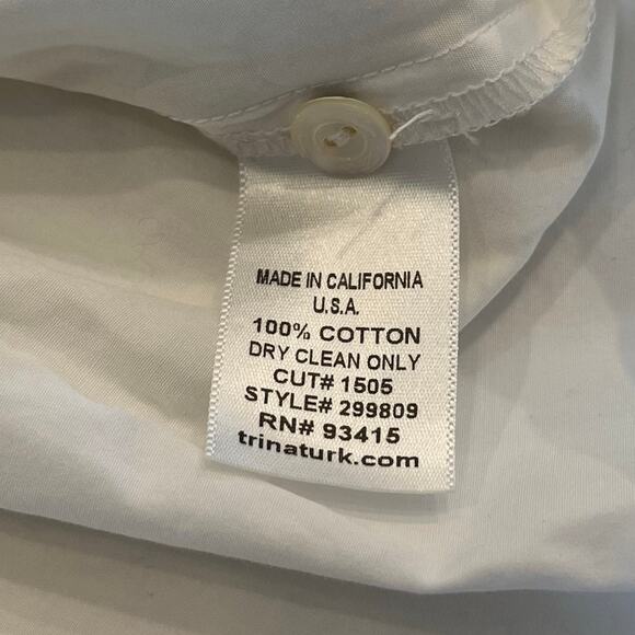 Trina Turk White Button Down Long Sleeve Blouse size Medium - Picture 4 of 8